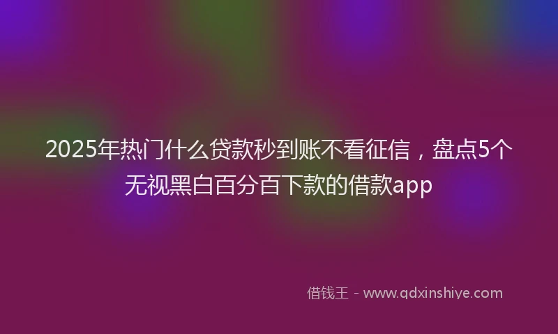 2025年热门什么贷款秒到账不看征信，盘点5个无视黑白百分百下款的借款app