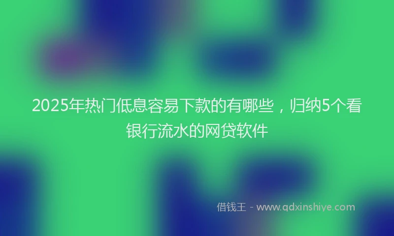 2025年热门低息容易下款的有哪些，归纳5个看银行流水的网贷软件