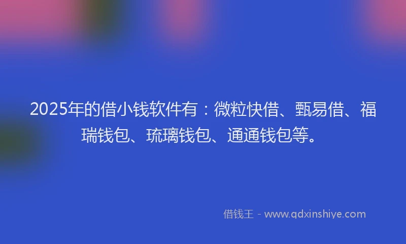 2025年的借小钱软件有：微粒快借、甄易借、福瑞钱包、琉璃钱包、通通钱包等。
