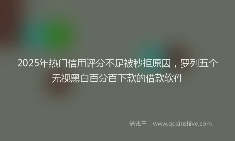 2025年热门信用评分不足被秒拒原因，罗列五个无视黑白百分百下款的借款软件