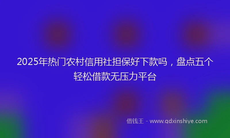 2025年热门农村信用社担保好下款吗，盘点五个轻松借款无压力平台