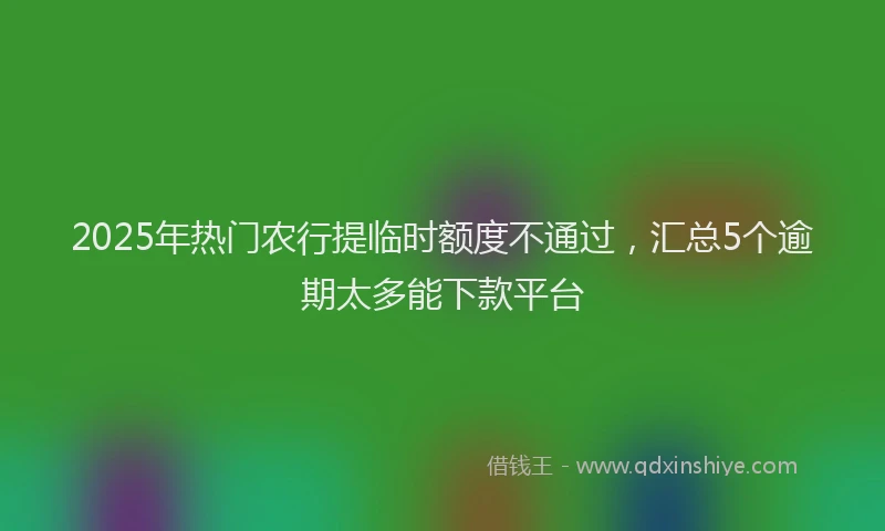 2025年热门农行提临时额度不通过，汇总5个逾期太多能下款平台