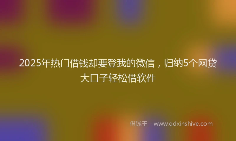 2025年热门借钱却要登我的微信，归纳5个网贷大口子轻松借软件