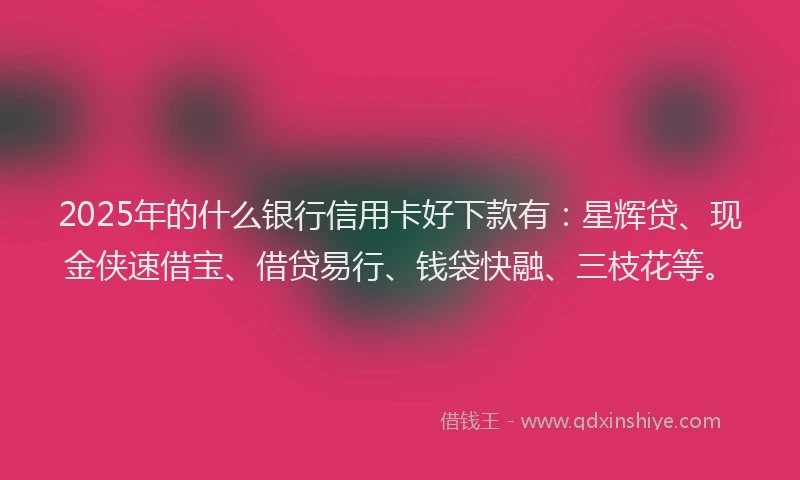 2025年的什么银行信用卡好下款有：星辉贷、现金侠速借宝、借贷易行、钱袋快融、三枝花等。