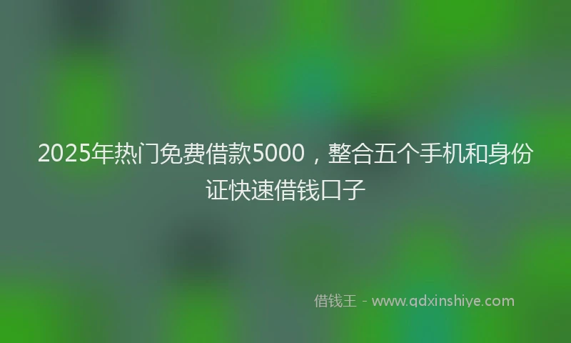 2025年热门免费借款5000，整合五个手机和身份证快速借钱口子