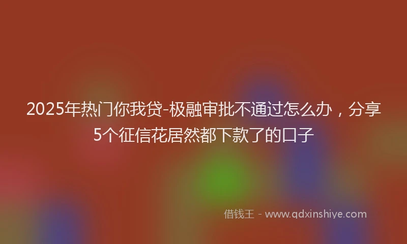 2025年热门你我贷-极融审批不通过怎么办，分享5个征信花居然都下款了的口子