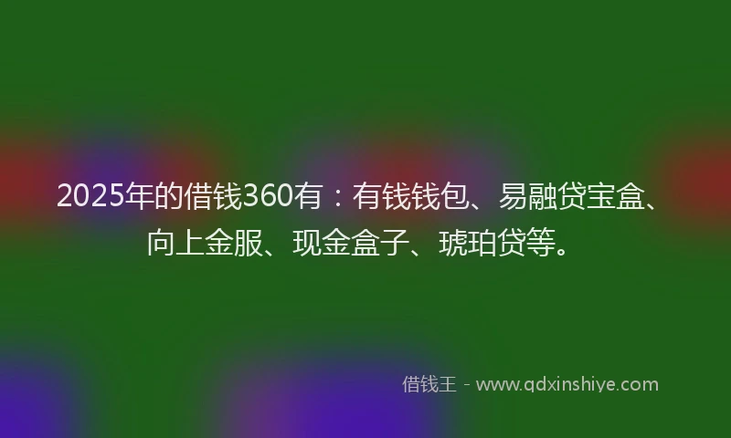 2025年的借钱360有：有钱钱包、易融贷宝盒、向上金服、现金盒子、琥珀贷等。
