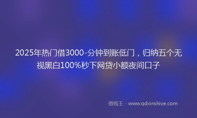 2025年热门借3000-分钟到账低门，归纳五个无视黑白100%秒下网贷小额夜间口子