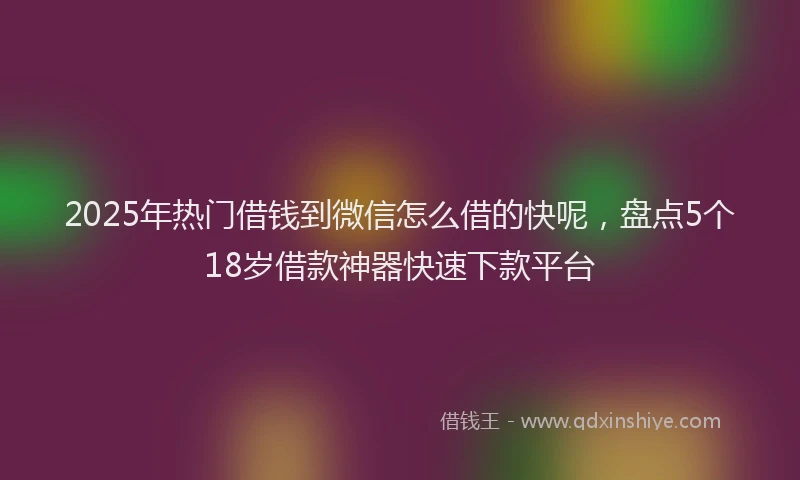 2025年热门借钱到微信怎么借的快呢，盘点5个18岁借款神器快速下款平台