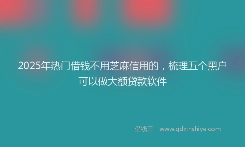 2025年热门借钱不用芝麻信用的，梳理五个黑户可以做大额贷款软件