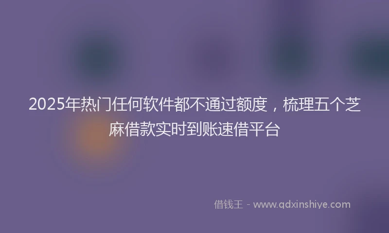 2025年热门任何软件都不通过额度，梳理五个芝麻借款实时到账速借平台