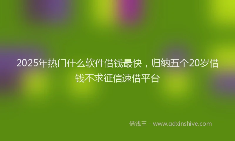 2025年热门什么软件借钱最快，归纳五个20岁借钱不求征信速借平台