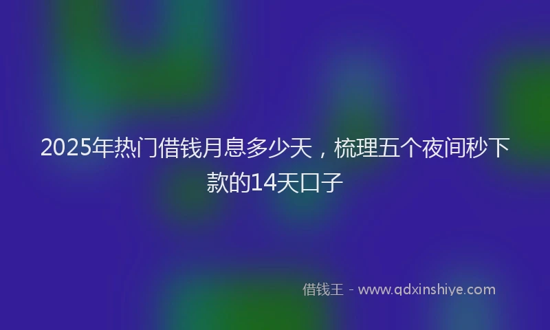 2025年热门借钱月息多少天，梳理五个夜间秒下款的14天口子