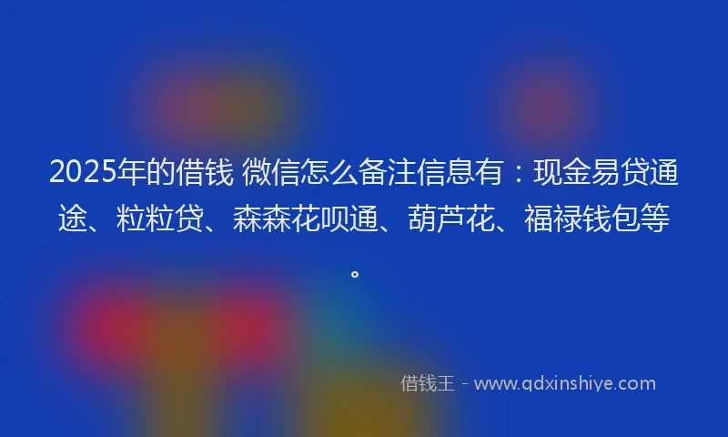 2025年的借钱 微信怎么备注信息有：现金易贷通途、粒粒贷、森森花呗通、葫芦花、福禄钱包等。