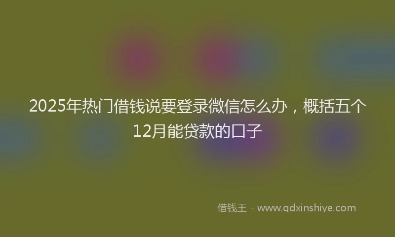 2025年热门借钱说要登录微信怎么办，概括五个12月能贷款的口子