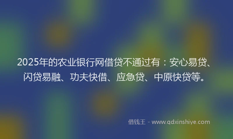 2025年的农业银行网借贷不通过有：安心易贷、闪贷易融、功夫快借、应急贷、中原快贷等。