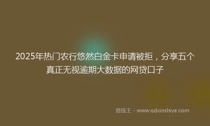 2025年热门农行悠然白金卡申请被拒，分享五个真正无视逾期大数据的网贷口子