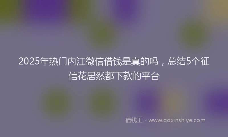 2025年热门内江微信借钱是真的吗，总结5个征信花居然都下款的平台