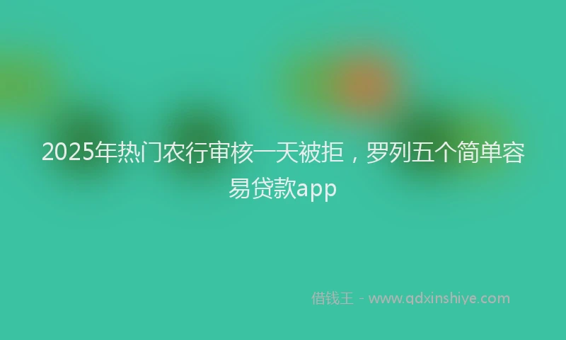 2025年热门农行审核一天被拒，罗列五个简单容易贷款app