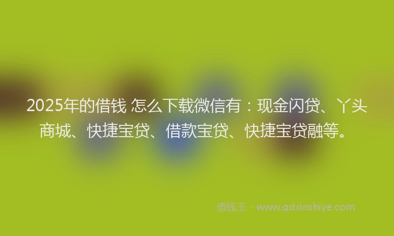 2025年的借钱 怎么下载微信有：现金闪贷、丫头商城、快捷宝贷、借款宝贷、快捷宝贷融等。