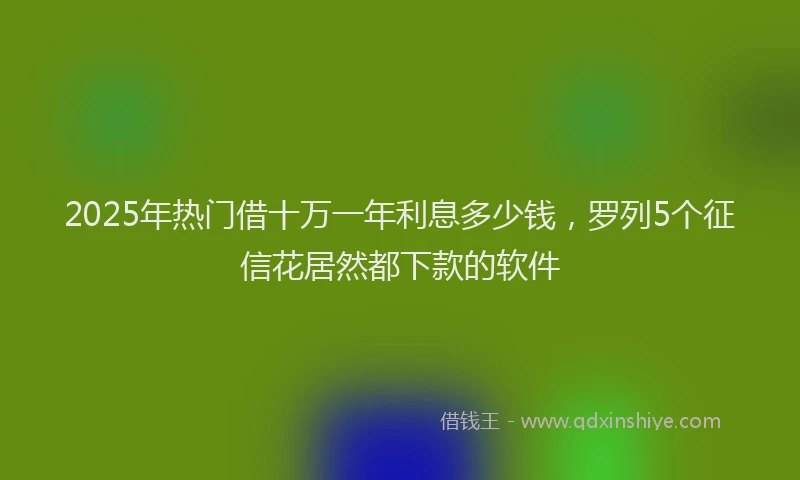 2025年热门借十万一年利息多少钱，罗列5个征信花居然都下款的软件