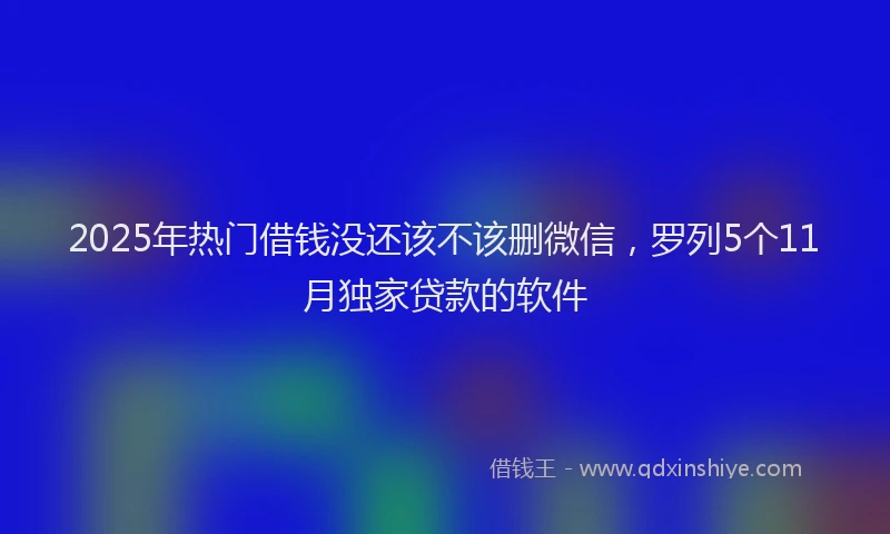 2025年热门借钱没还该不该删微信，罗列5个11月独家贷款的软件
