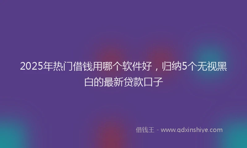 2025年热门借钱用哪个软件好，归纳5个无视黑白的最新贷款口子