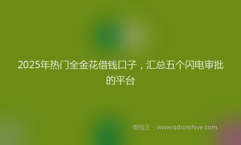 2025年热门全金花借钱口子，汇总五个闪电审批的平台