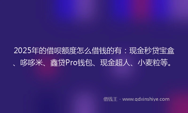 2025年的借呗额度怎么借钱的有：现金秒贷宝盒、哆哆米、鑫贷Pro钱包、现金超人、小麦粒等。
