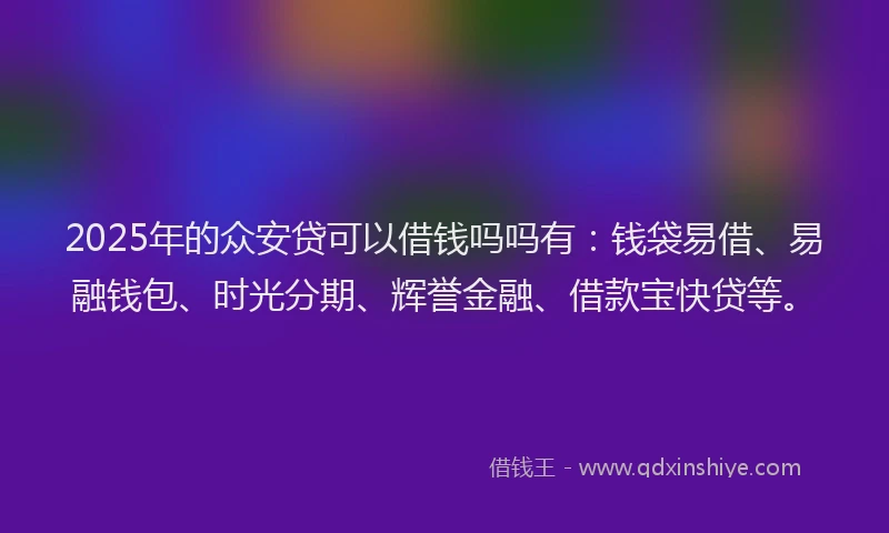 2025年的众安贷可以借钱吗吗有：钱袋易借、易融钱包、时光分期、辉誉金融、借款宝快贷等。