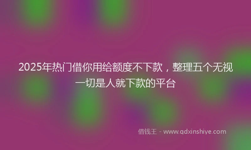 2025年热门借你用给额度不下款，整理五个无视一切是人就下款的平台