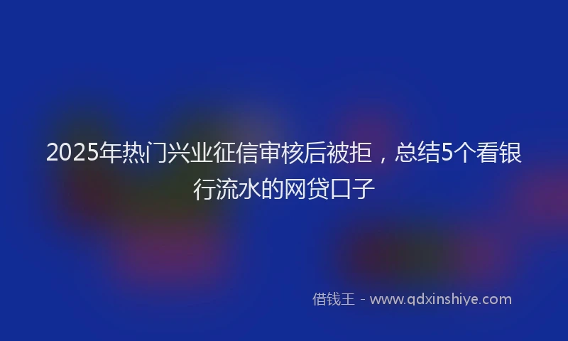 2025年热门兴业征信审核后被拒，总结5个看银行流水的网贷口子