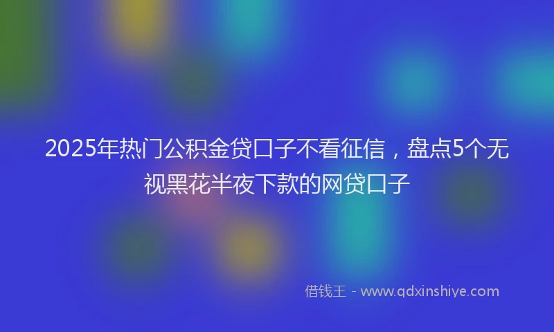 2025年热门公积金贷口子不看征信，盘点5个无视黑花半夜下款的网贷口子