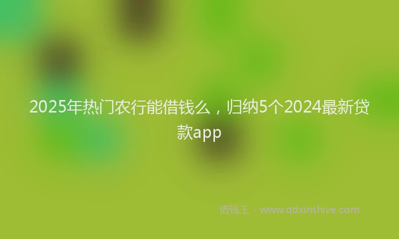 2025年热门农行能借钱么，归纳5个2024最新贷款app