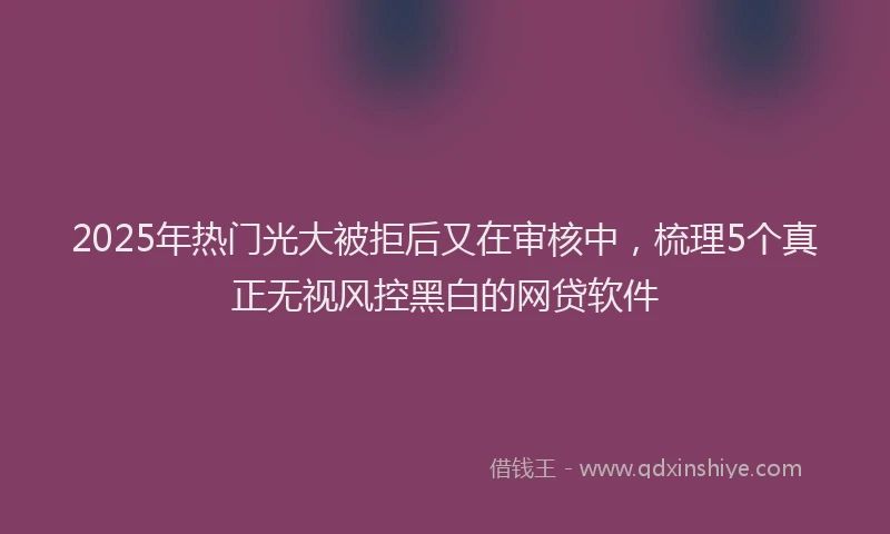 2025年热门光大被拒后又在审核中，梳理5个真正无视风控黑白的网贷软件