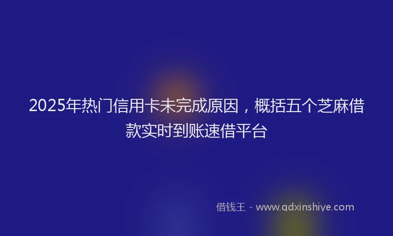 2025年热门信用卡未完成原因，概括五个芝麻借款实时到账速借平台