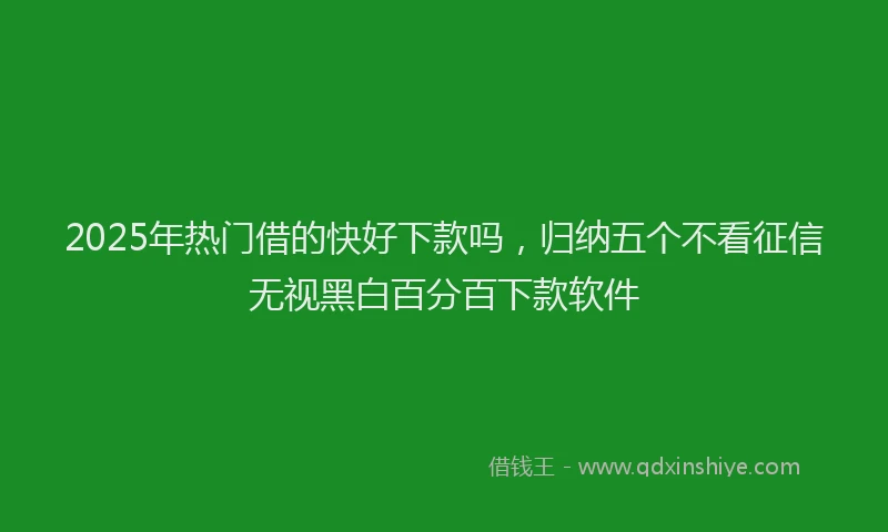 2025年热门借的快好下款吗，归纳五个不看征信无视黑白百分百下款软件