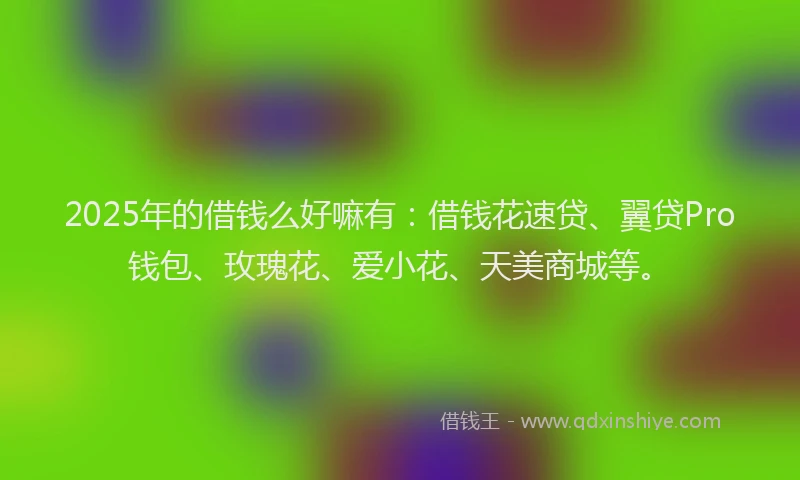 2025年的借钱么好嘛有：借钱花速贷、翼贷Pro钱包、玫瑰花、爱小花、天美商城等。