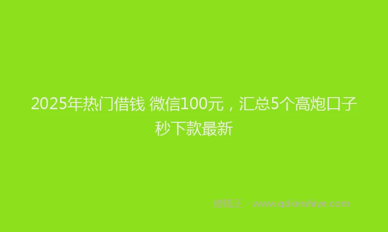 2025年热门借钱 微信100元，汇总5个高炮口子秒下款最新