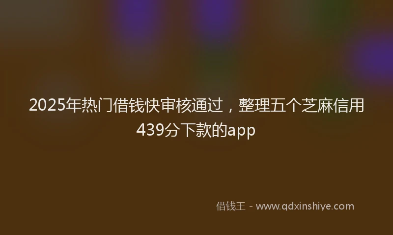 2025年热门借钱快审核通过，整理五个芝麻信用439分下款的app