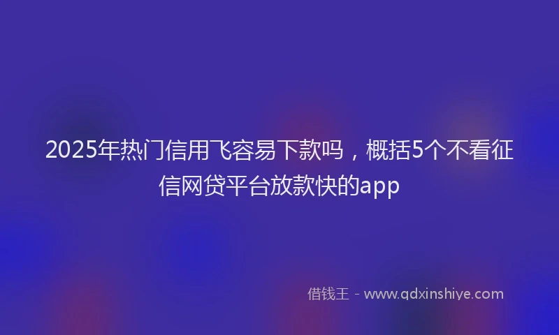 2025年热门信用飞容易下款吗，概括5个不看征信网贷平台放款快的app