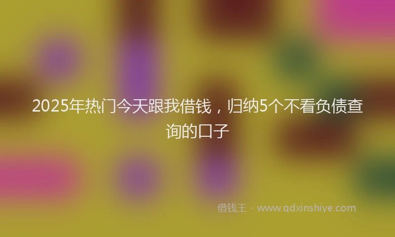 2025年热门今天跟我借钱，归纳5个不看负债查询的口子