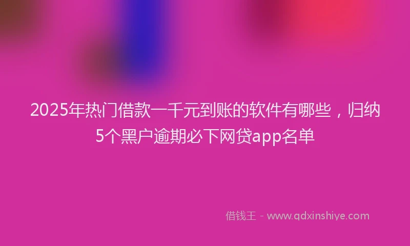 2025年热门借款一千元到账的软件有哪些，归纳5个黑户逾期必下网贷app名单