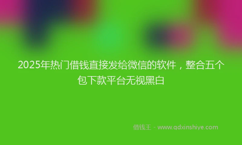 2025年热门借钱直接发给微信的软件，整合五个包下款平台无视黑白