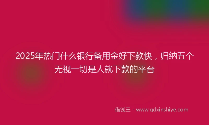 2025年热门什么银行备用金好下款快，归纳五个无视一切是人就下款的平台