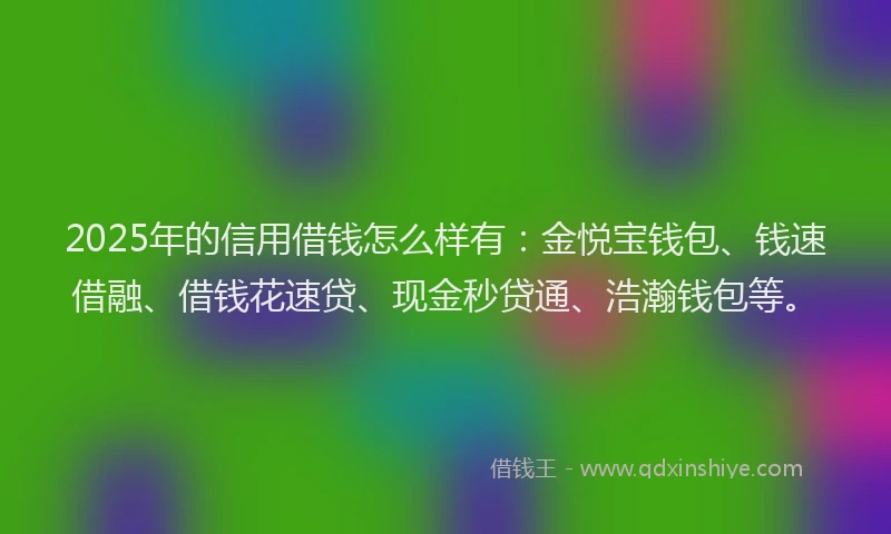 2025年的信用借钱怎么样有：金悦宝钱包、钱速借融、借钱花速贷、现金秒贷通、浩瀚钱包等。