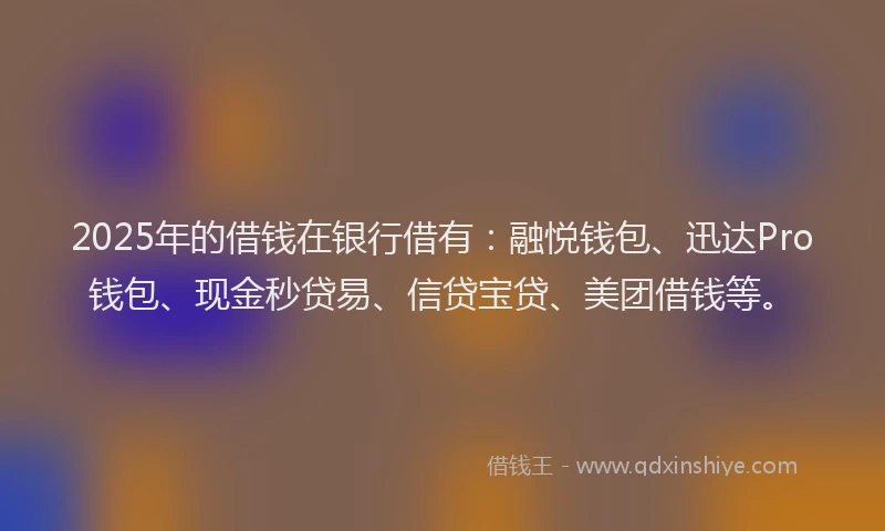 2025年的借钱在银行借有：融悦钱包、迅达Pro钱包、现金秒贷易、信贷宝贷、美团借钱等。