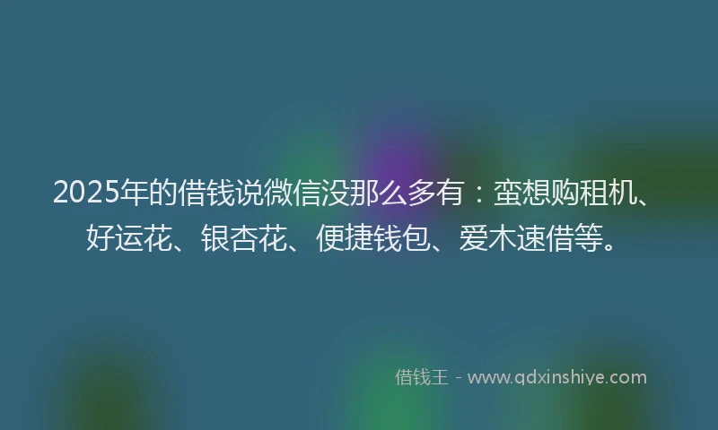 2025年的借钱说微信没那么多有：蛮想购租机、好运花、银杏花、便捷钱包、爱木速借等。