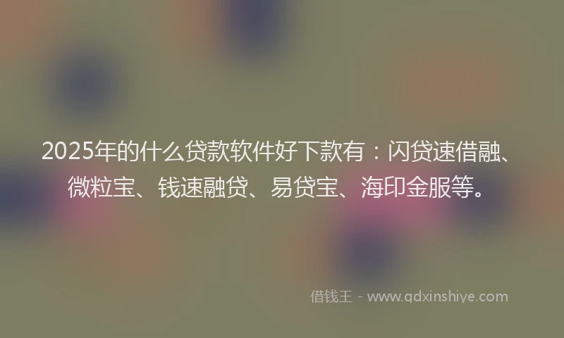 2025年的什么贷款软件好下款有：闪贷速借融、微粒宝、钱速融贷、易贷宝、海印金服等。