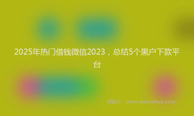 2025年热门借钱微信2023，总结5个黑户下款平台